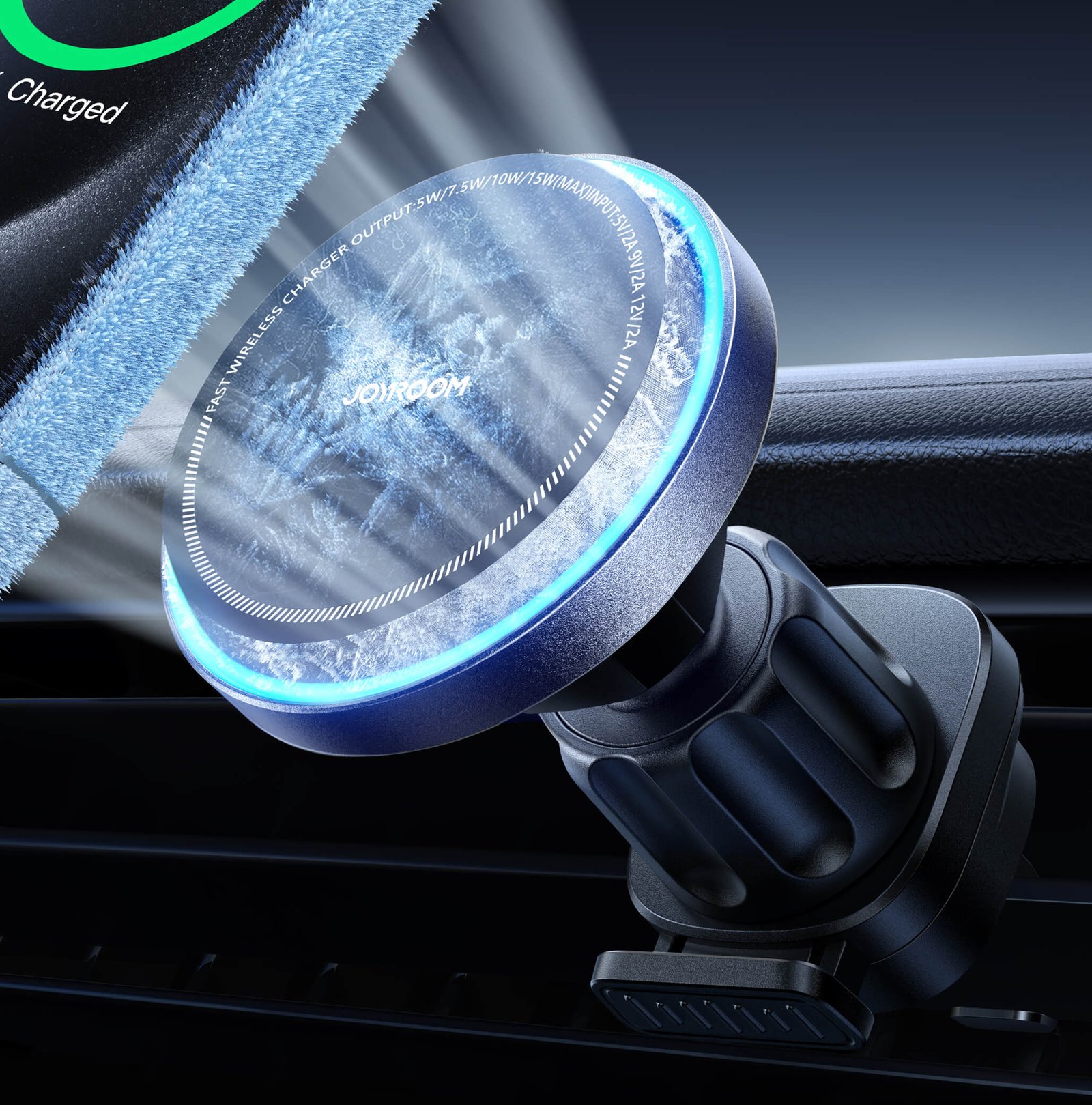 Cooling Fan Magnetic Wieless Car Charger Mount-Black (1) Cooling Fan Magnetic Wireless Car Charger Mount-Black - Image 1