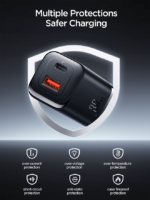 JR-TCF08UK Speed Series PD 30W Dual-Port (A+C) Charger-Black (UK) - Image 3